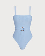 Blue O-Ring Bandeau One-Piece Swimsuit