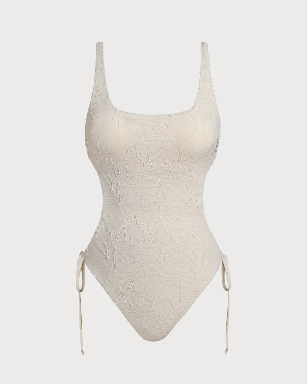Off-White Textured Bralette One-Piece Swimsuit