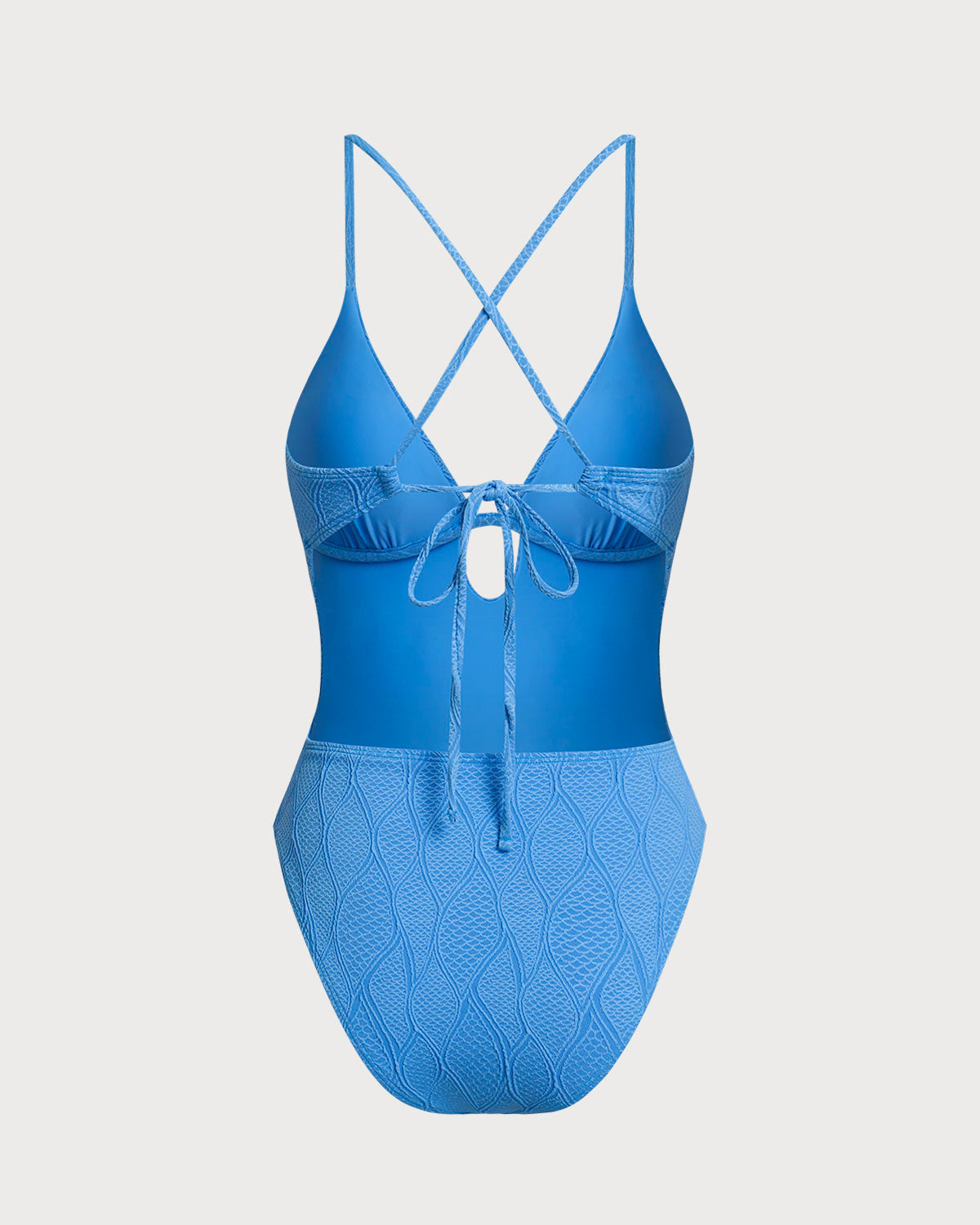 Textured Blue Bralette One-Piece Swimsuit
