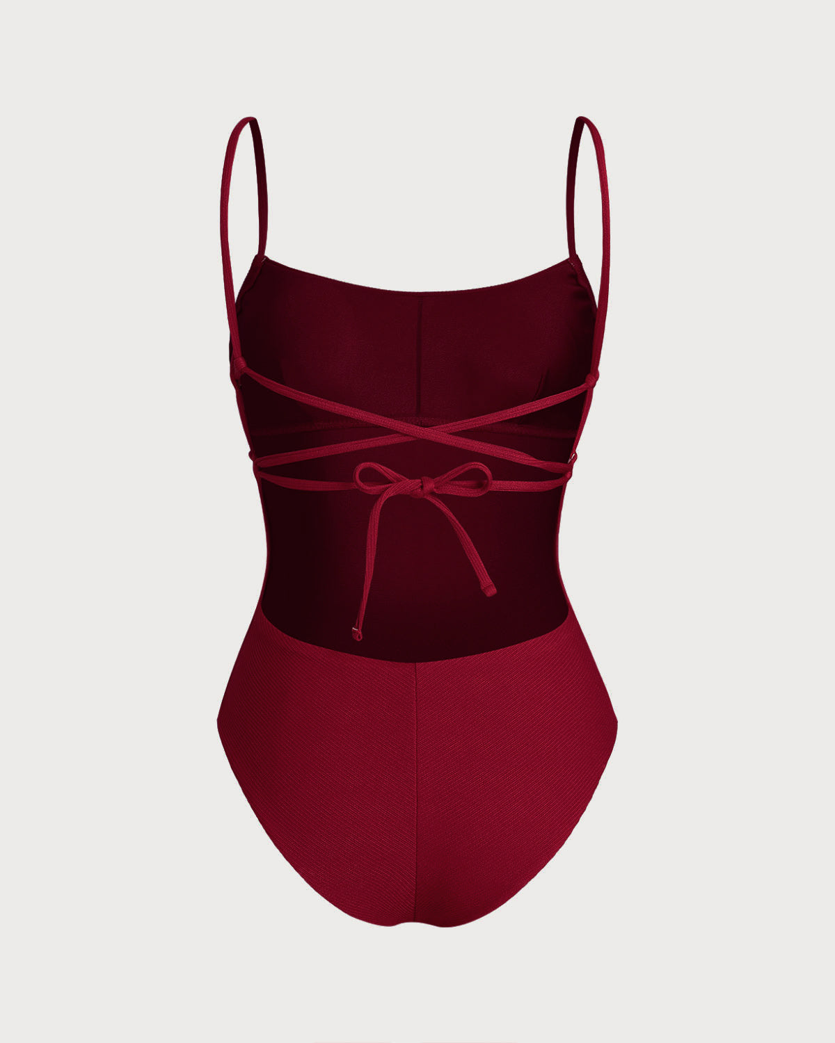 Crimson Cross-Back Bralette One-Piece Swimsuit