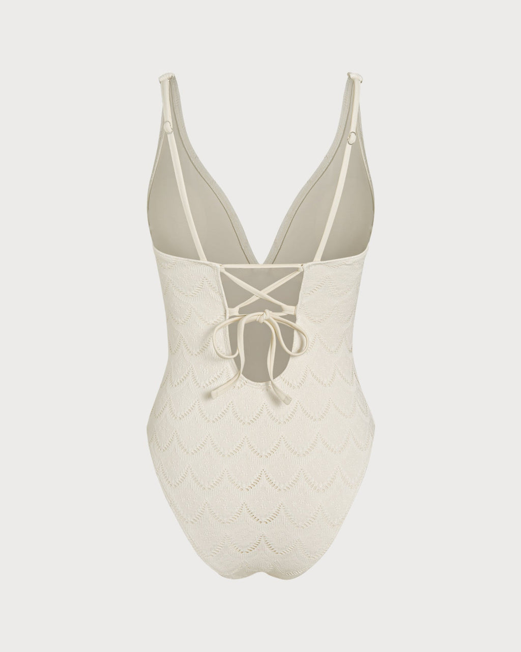 Textured Off-White Bralette One-Piece Swimsuit