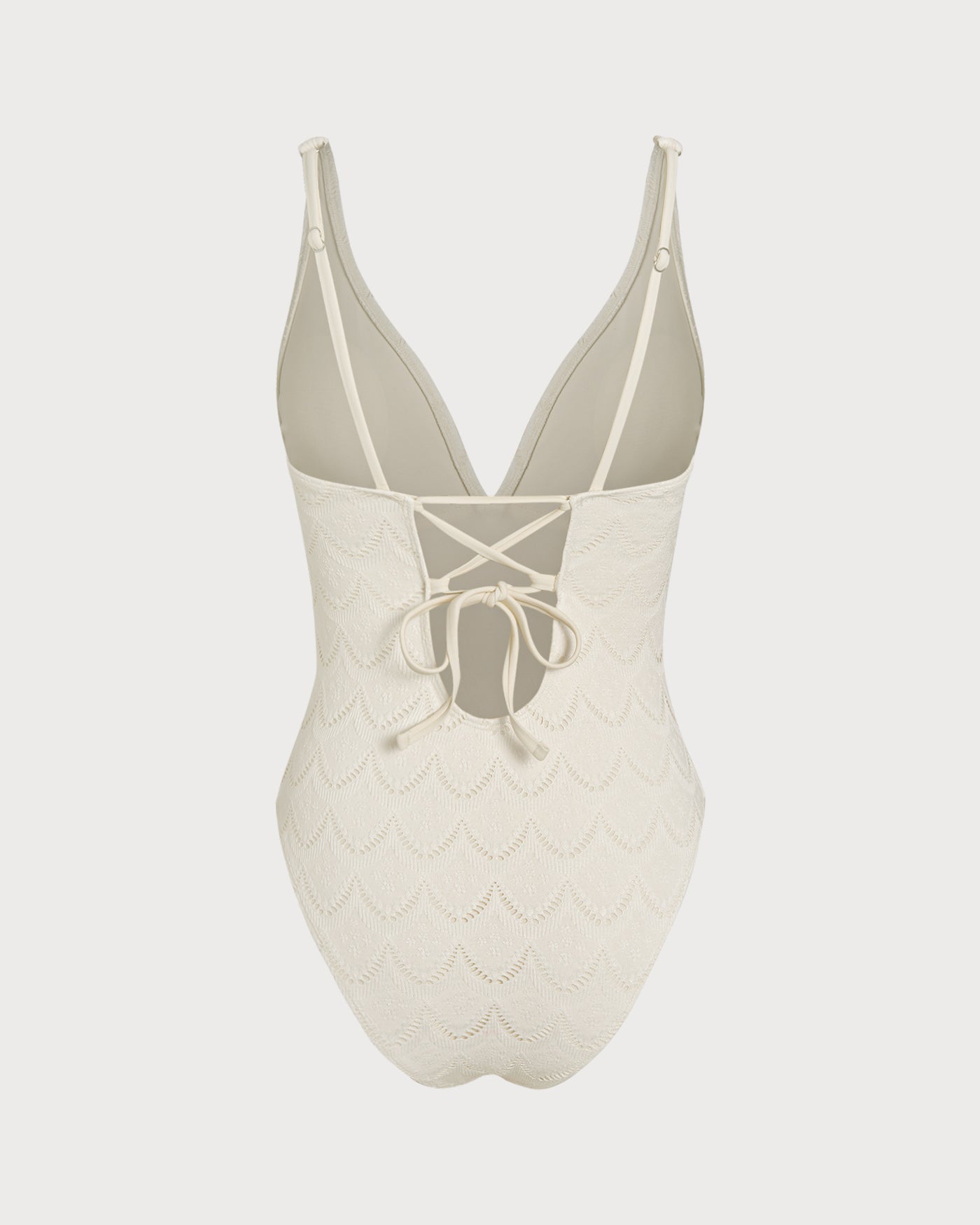 Textured Off-White Bralette One-Piece Swimsuit