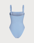 Blue O-Ring Bandeau One-Piece Swimsuit