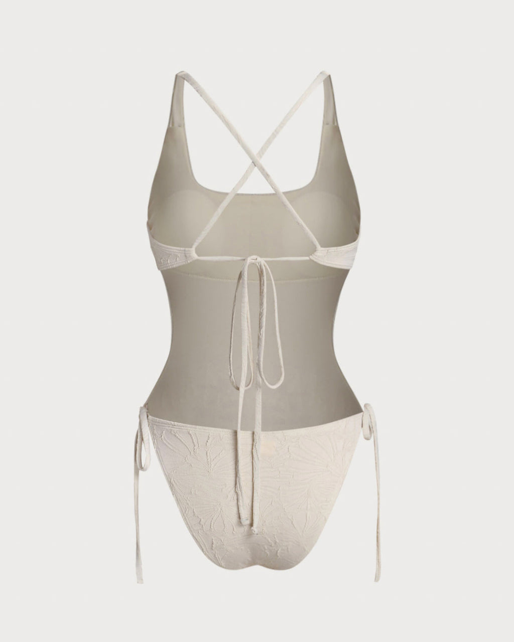 Off-White Textured Bralette One-Piece Swimsuit