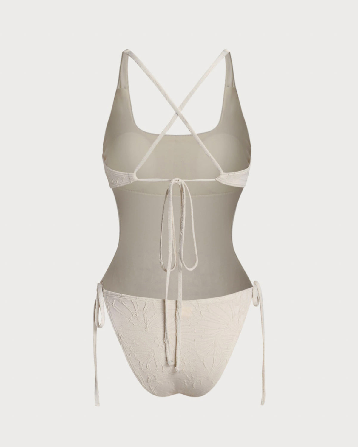 Off-White Textured Bralette One-Piece Swimsuit