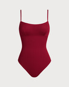 Crimson Cross-Back Bralette One-Piece Swimsuit