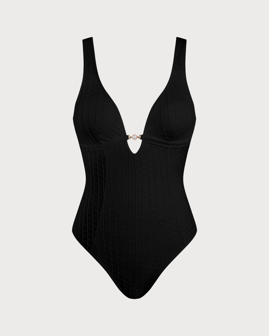 Black V-Neck Cutout One-Piece Swimsuit