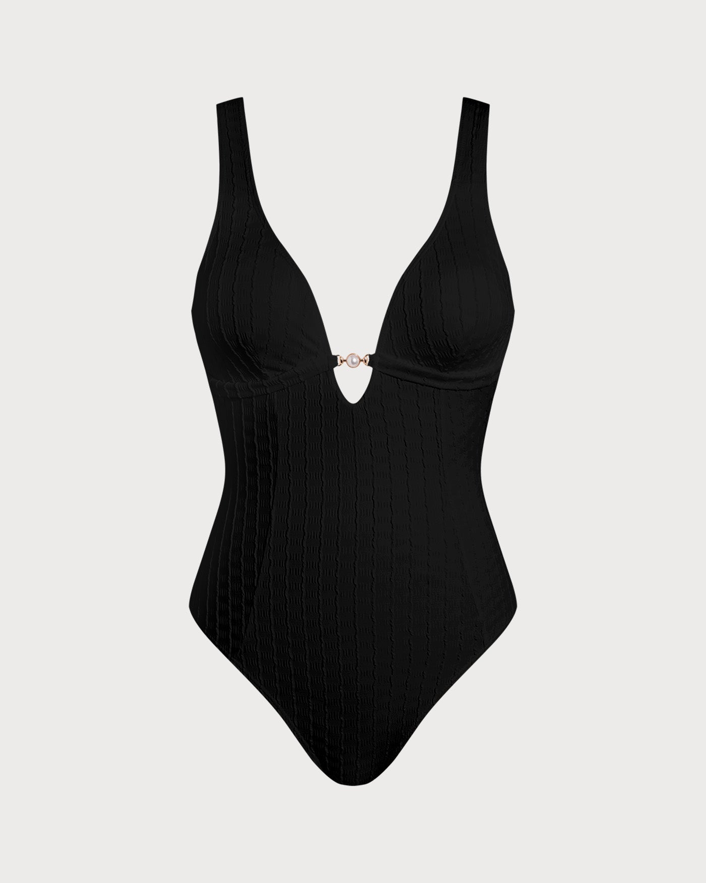 Black V-Neck Cutout One-Piece Swimsuit