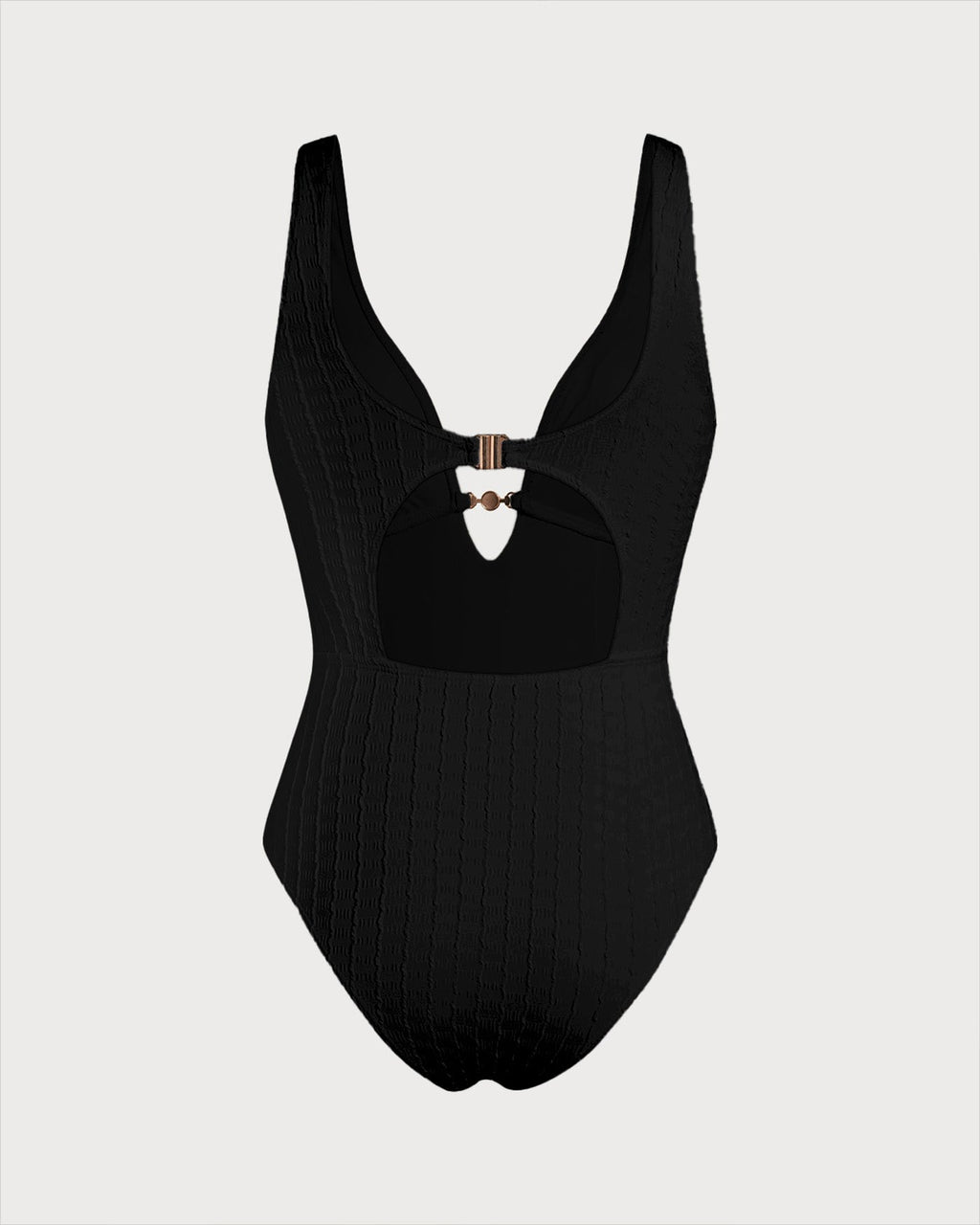 Black V-Neck Cutout One-Piece Swimsuit
