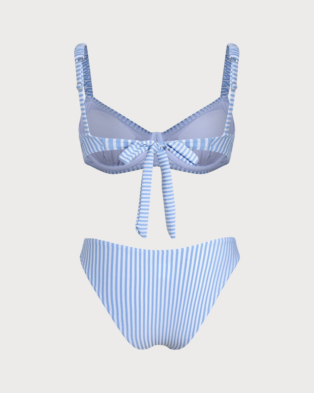 Striped Blue Square Neck Bikini Set