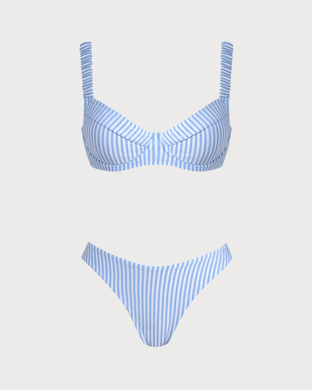 Striped Blue Square Neck Bikini Set