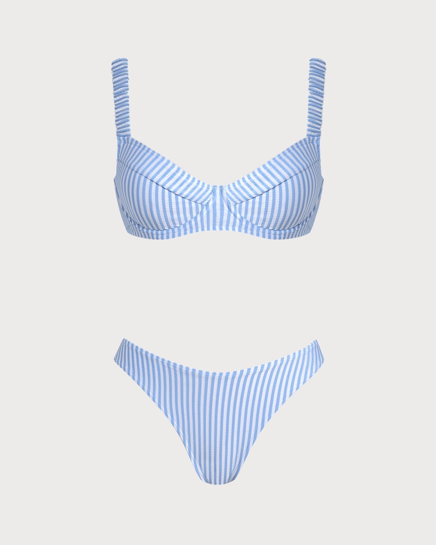 Striped Blue Square Neck Bikini Set