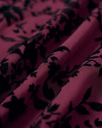 Floral Mini Skirt with Elastic Waist in Wine Red