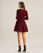Wine Red A-Line Knit Dress