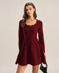 Wine Red A-Line Knit Dress