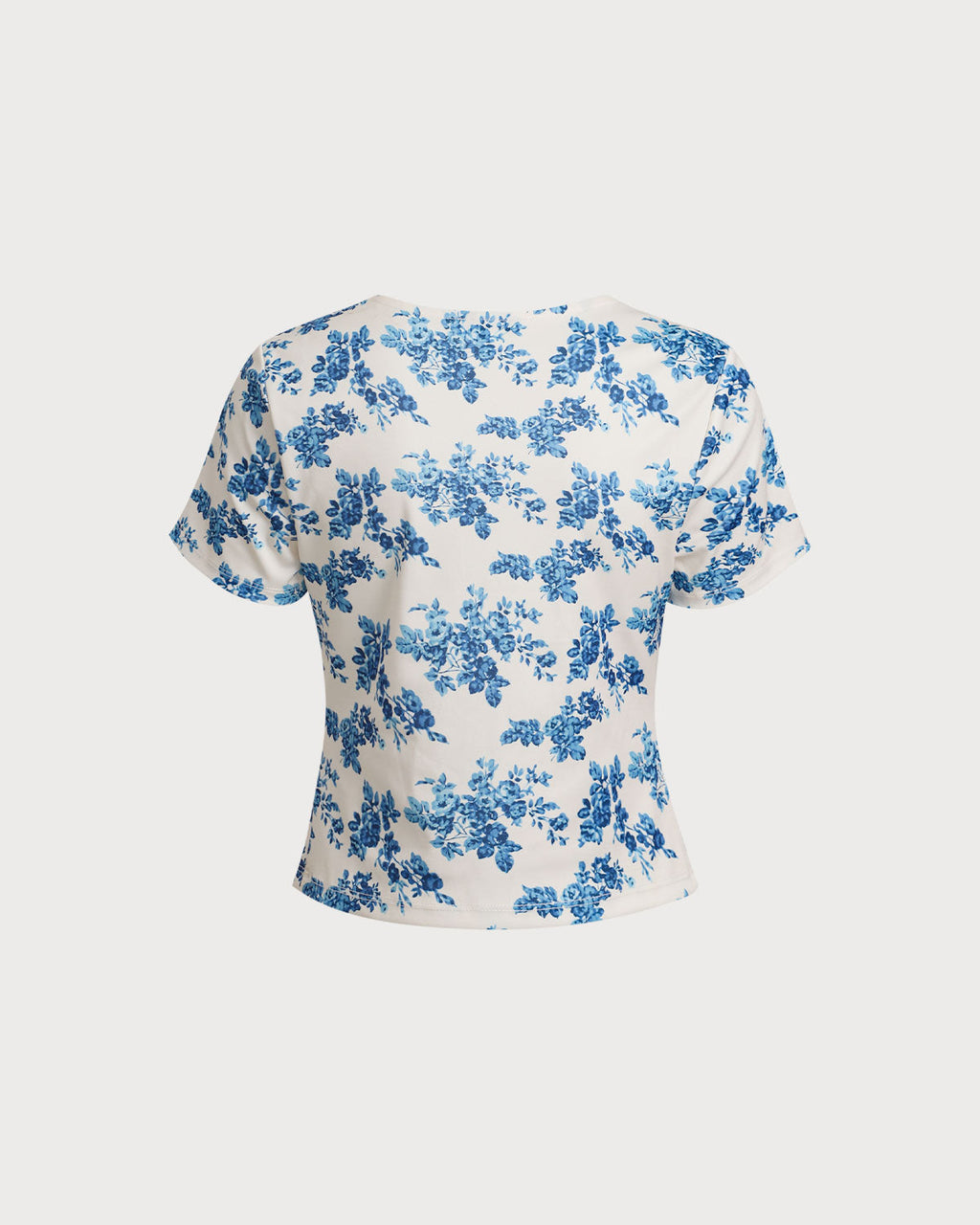 Short Sleeve T-Shirt with Blue Floral Design