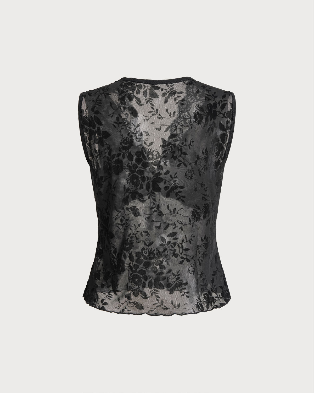 V-Neck Black Lace Tank Top