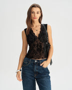 V-Neck Black Lace Tank Top