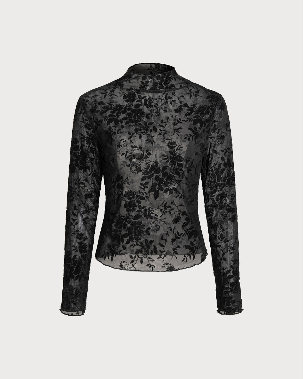 Sheer Black Floral T-Shirt