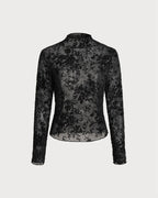 Sheer Black Floral T-Shirt