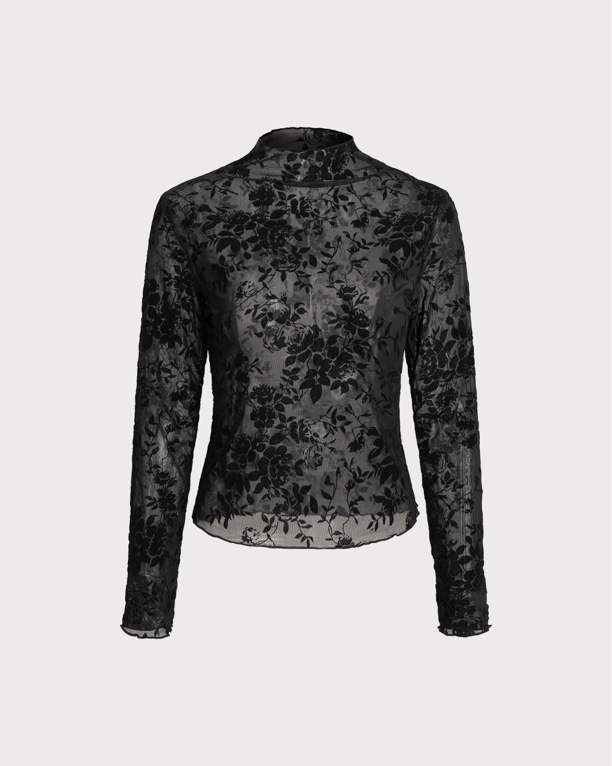 Sheer Black Floral T-Shirt