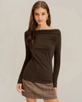 Ruched Knit Tee in Coffee