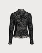Sheer Black Floral T-Shirt
