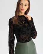 Sheer Black Floral T-Shirt