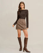 Ruched Knit Tee in Coffee