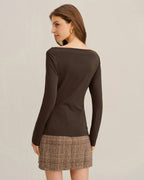Ruched Knit Tee in Coffee