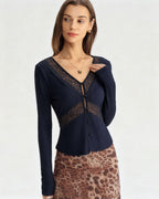Sheer Blue Slim-Fit Knit T-Shirt