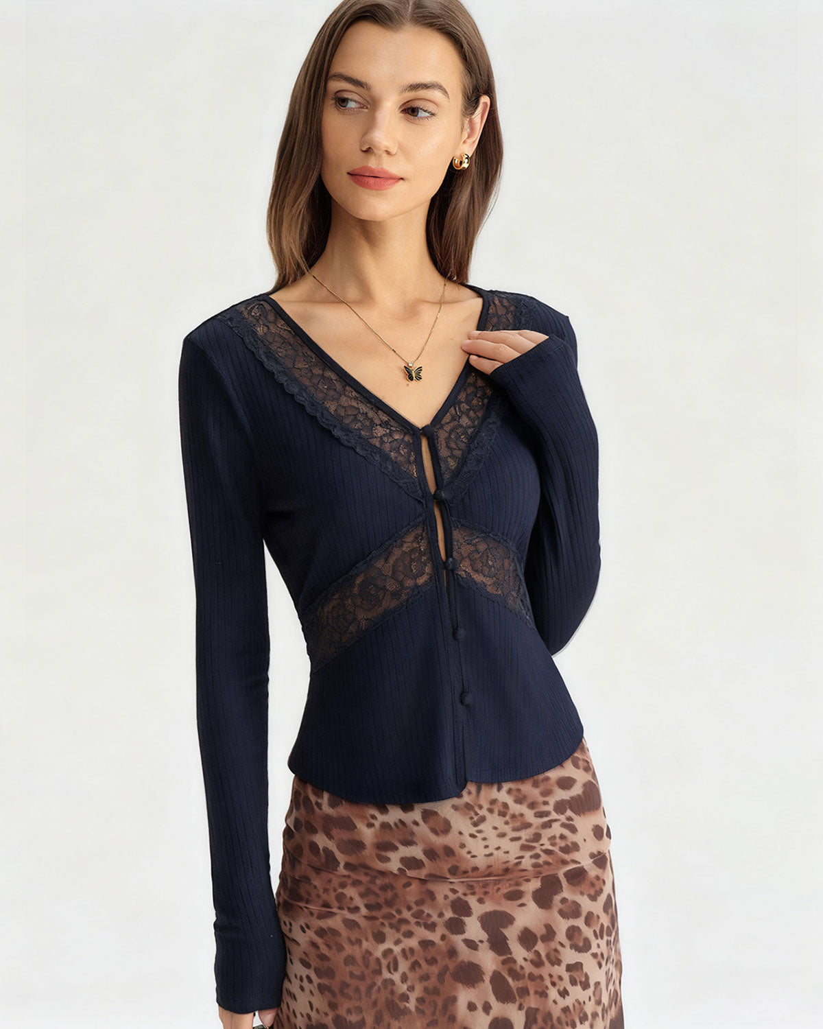 Sheer Blue Slim-Fit Knit T-Shirt