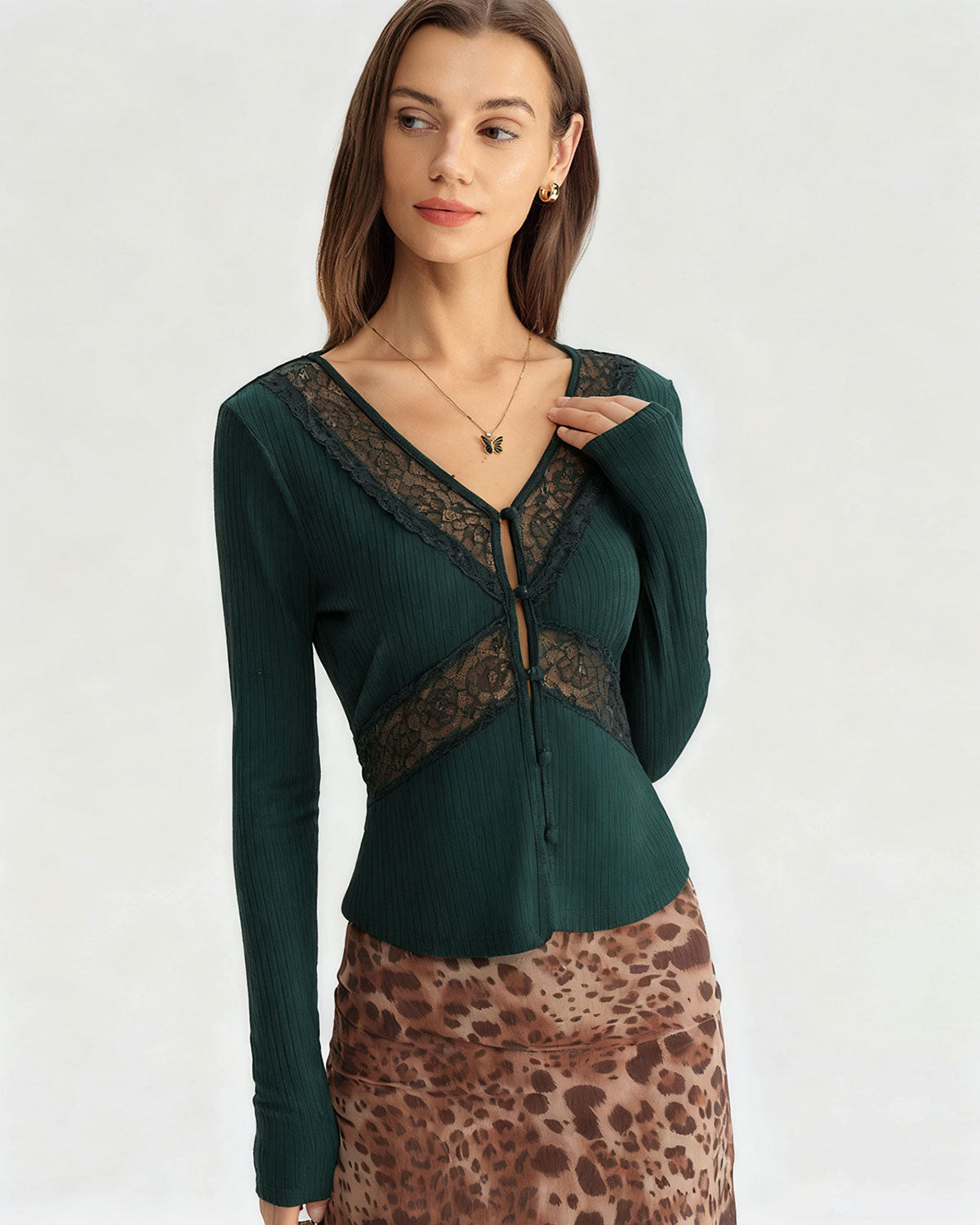 Sheer Green Slim Fit Knit T-Shirt