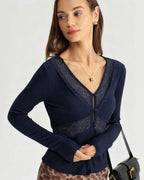Sheer Blue Slim-Fit Knit T-Shirt
