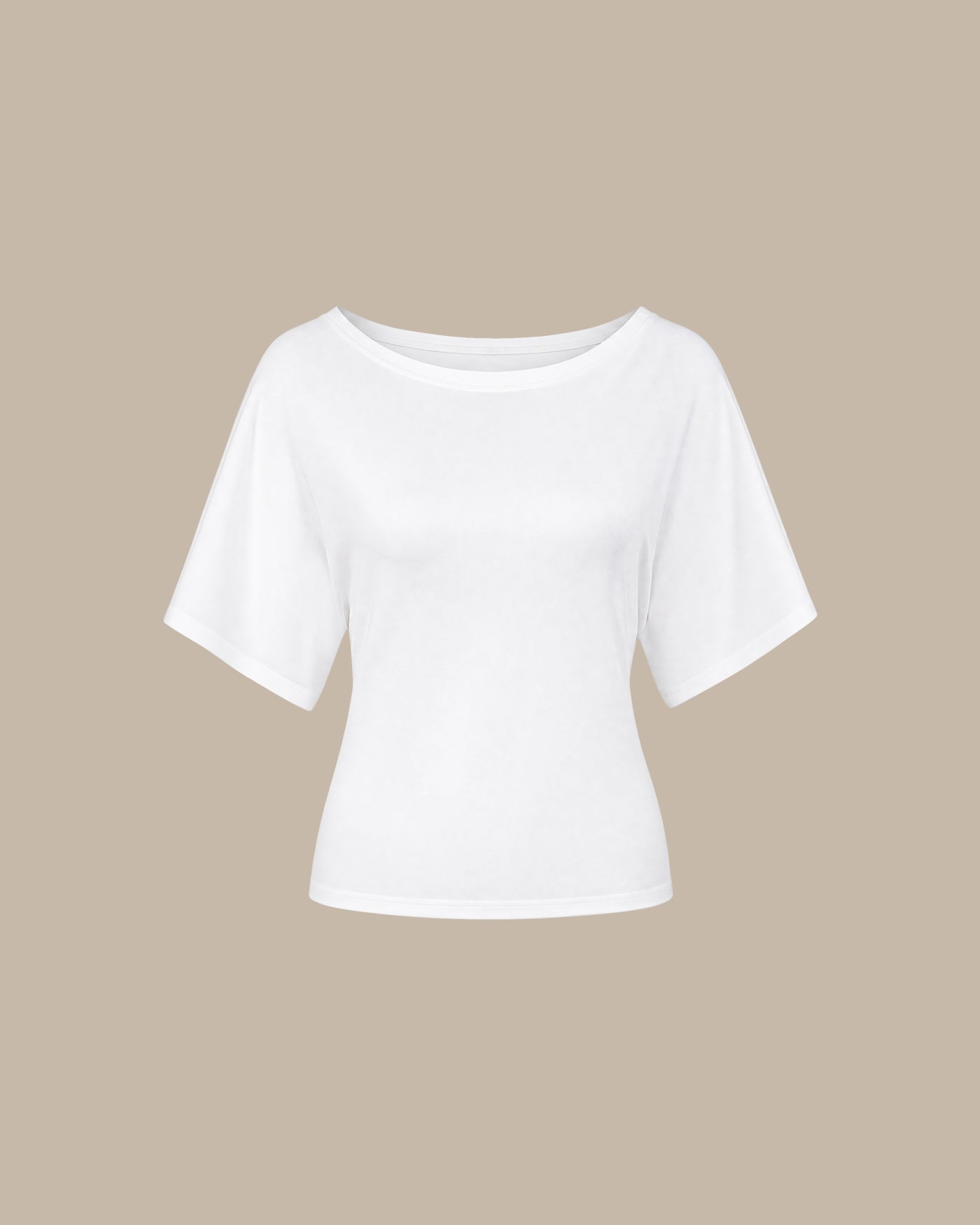 White Solid Knit Boat Neck T-Shirt