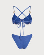 Textured Light Blue O-Ring Bikini Set