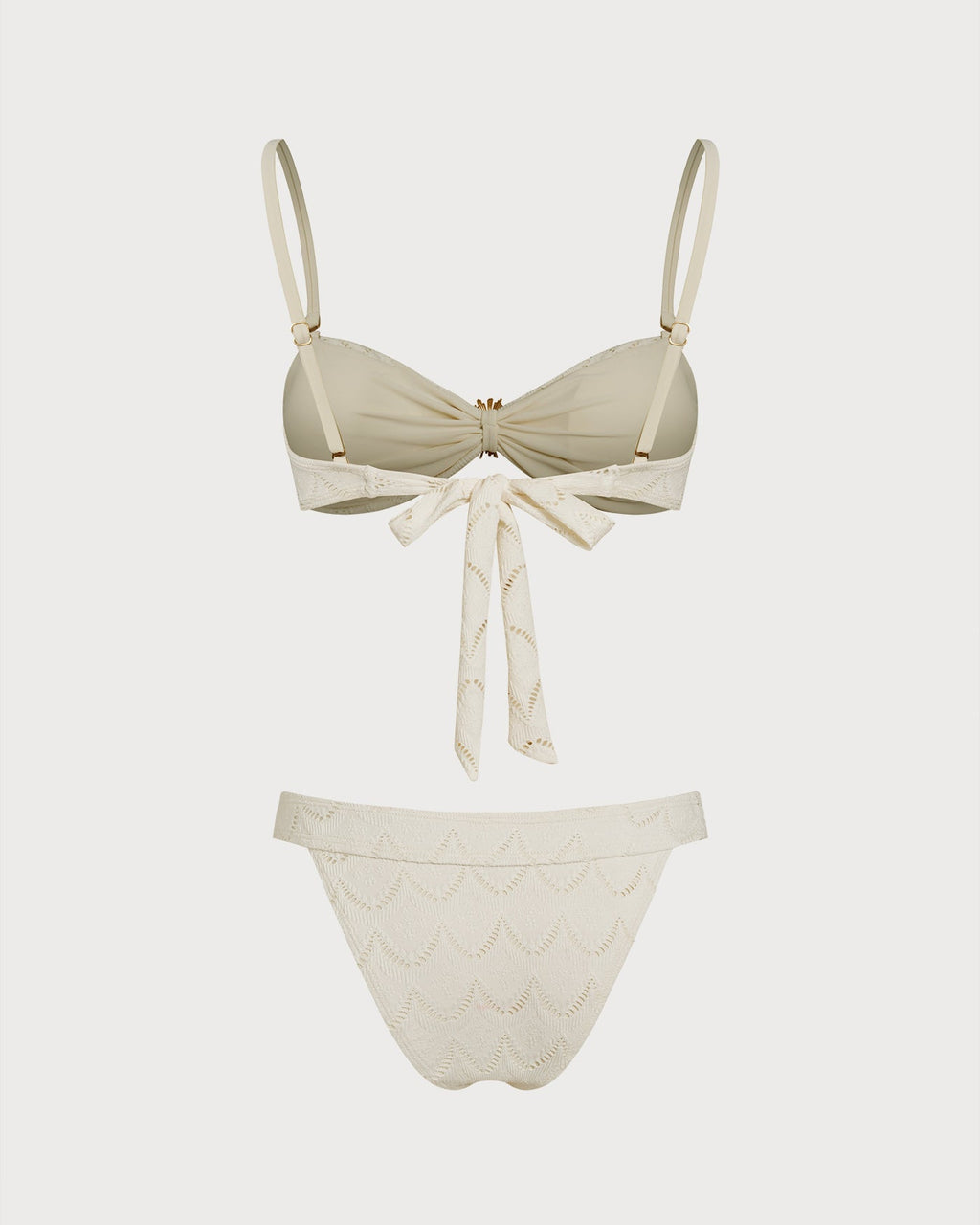 Off-White Drawstring Bandeau Bikini Ensemble