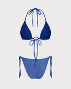 Blue Triangle Halter Bikini Set
