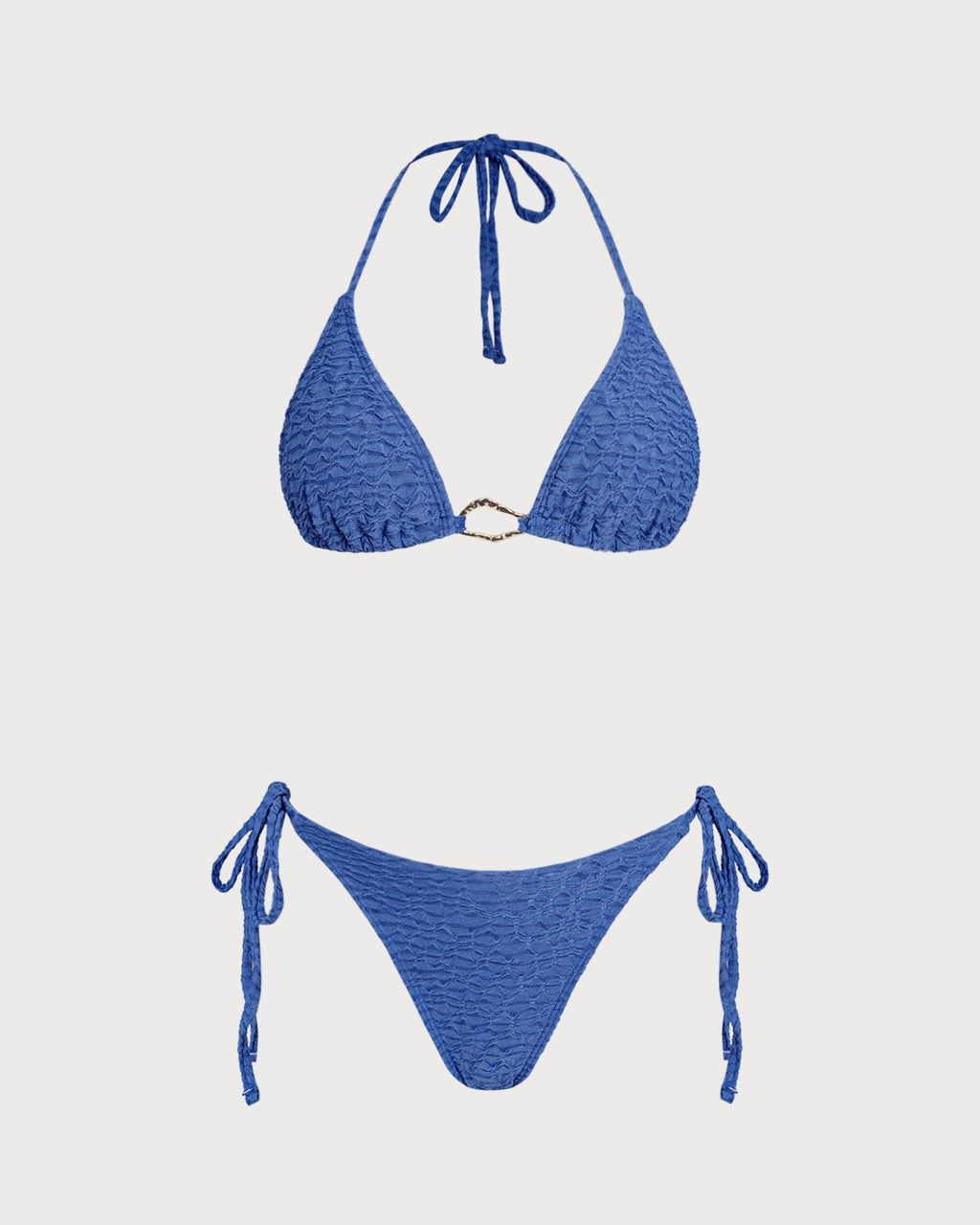 Blue Triangle Halter Bikini Set