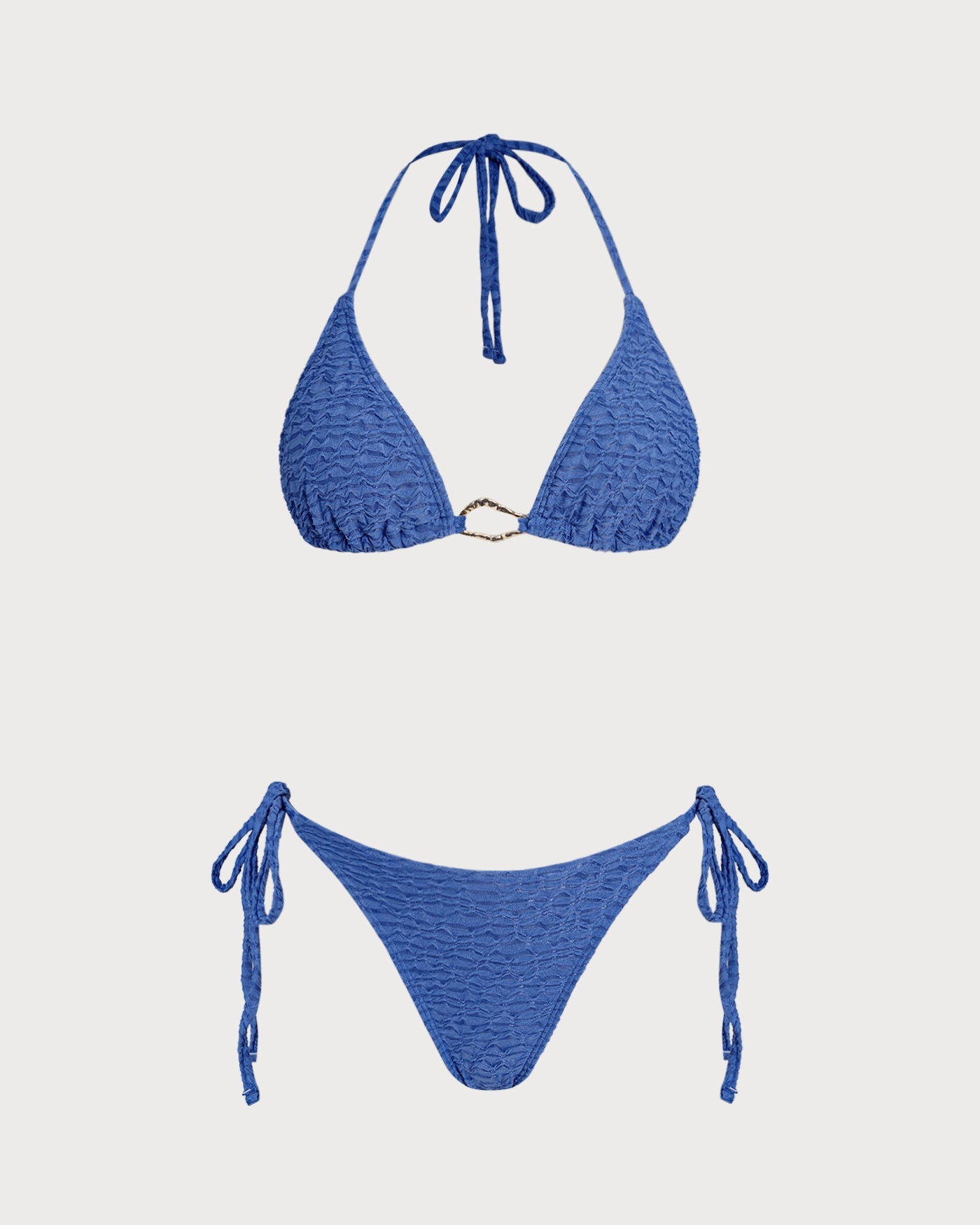 Blue Triangle Halter Bikini Set