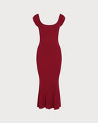 Crimson Drop Shoulder Maxi Tunic Dress