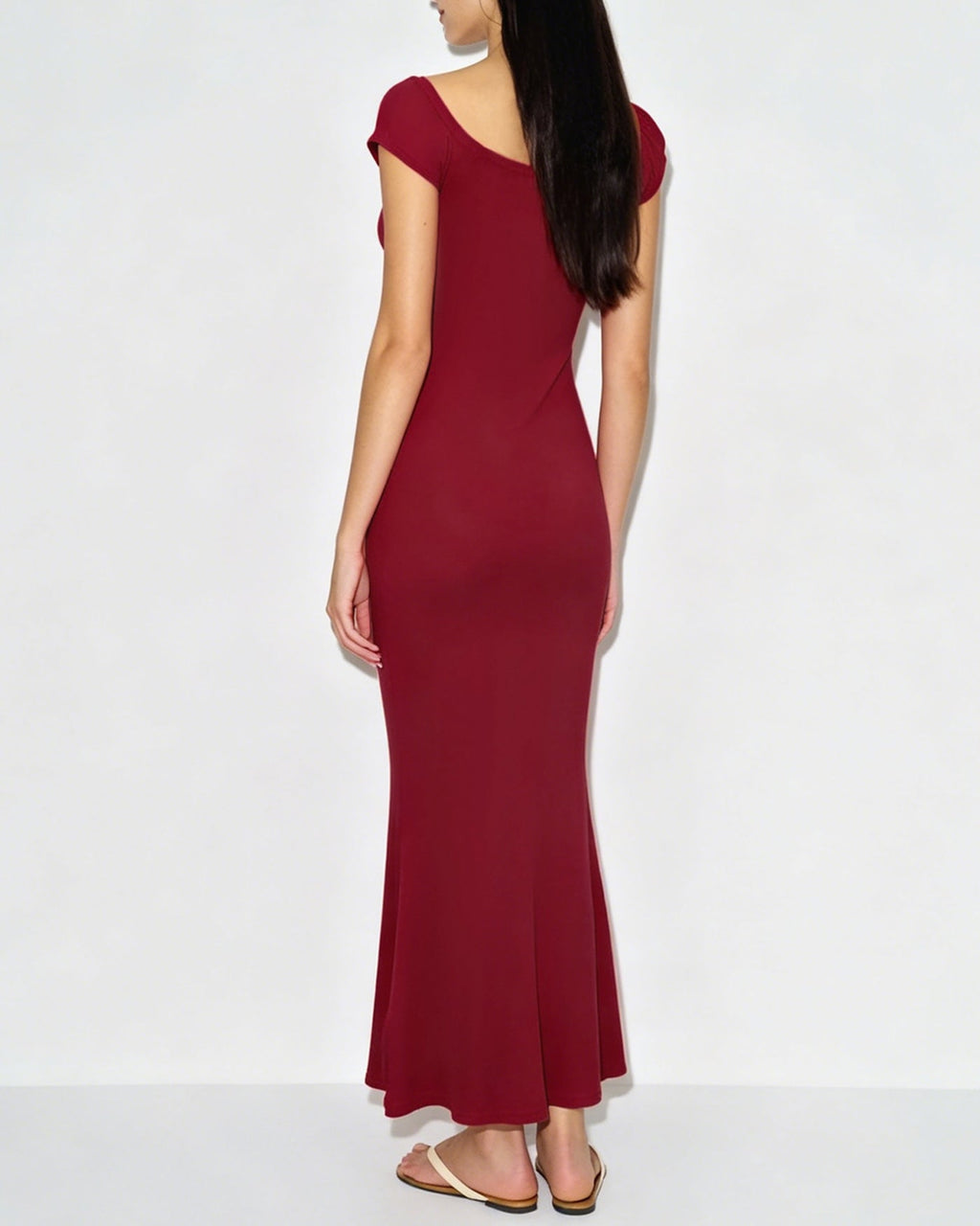 Crimson Drop Shoulder Maxi Tunic Dress