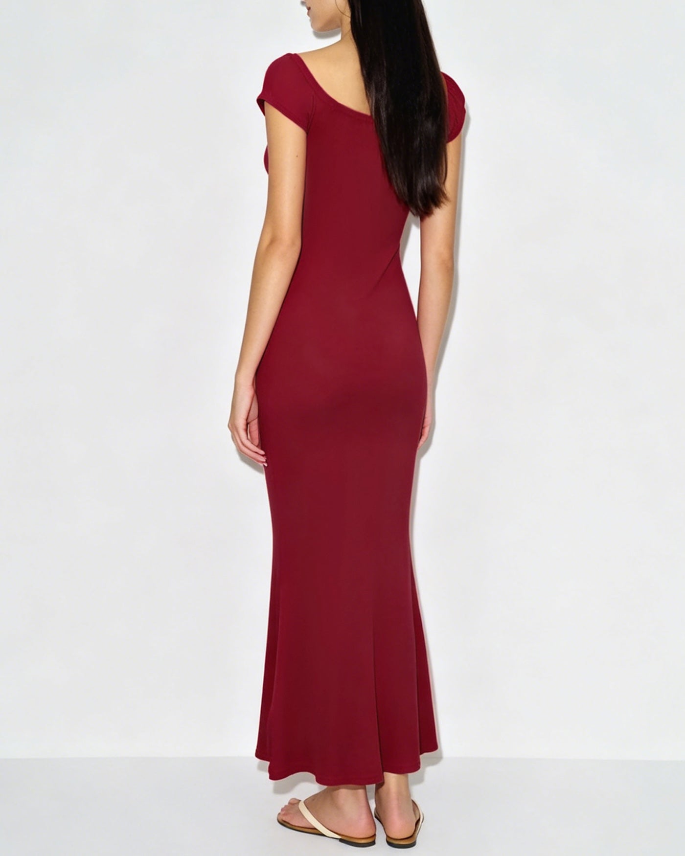 Crimson Drop Shoulder Maxi Tunic Dress