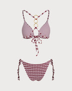 Red Striped Triangle Bikini Ensemble