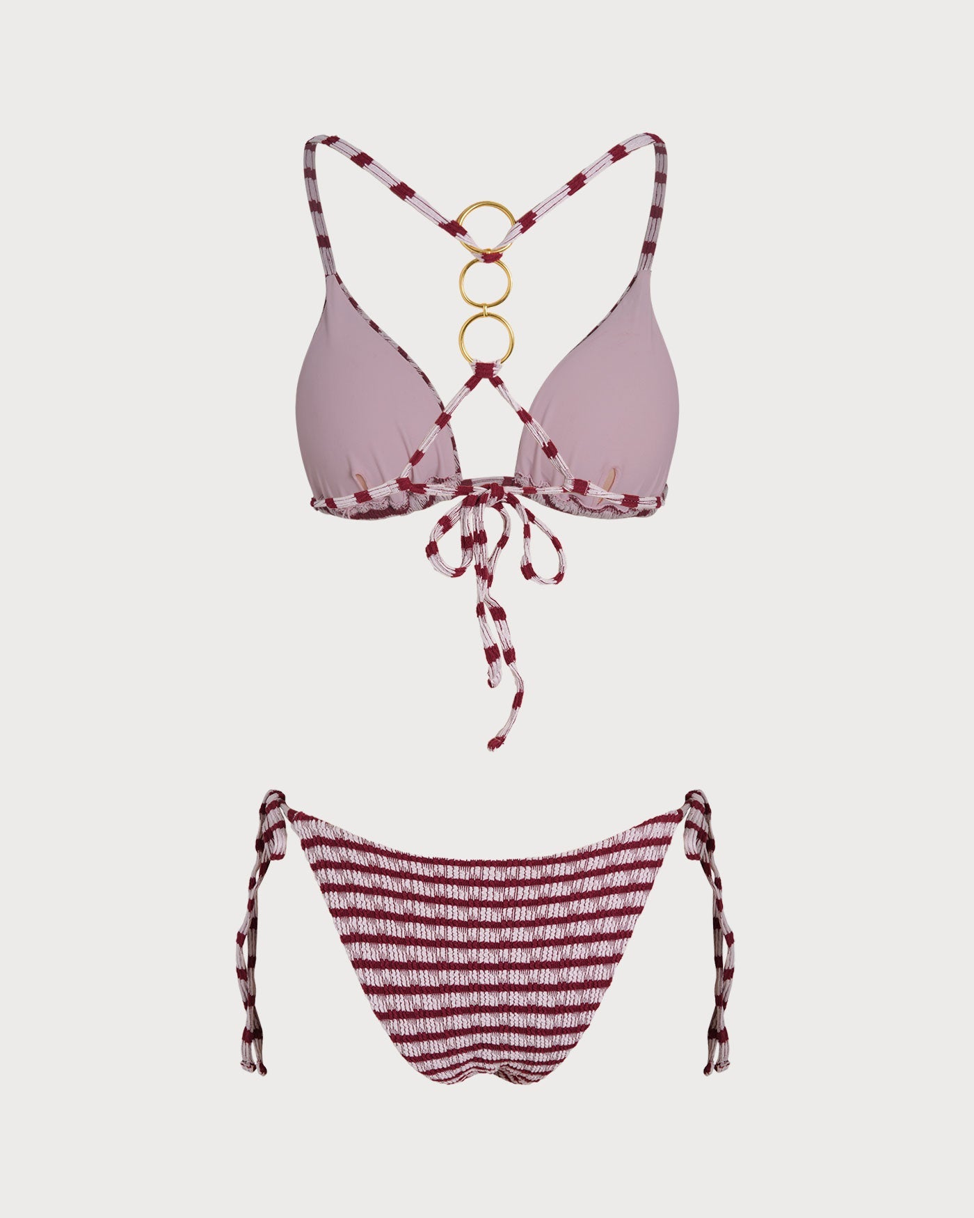 Red Striped Triangle Bikini Ensemble