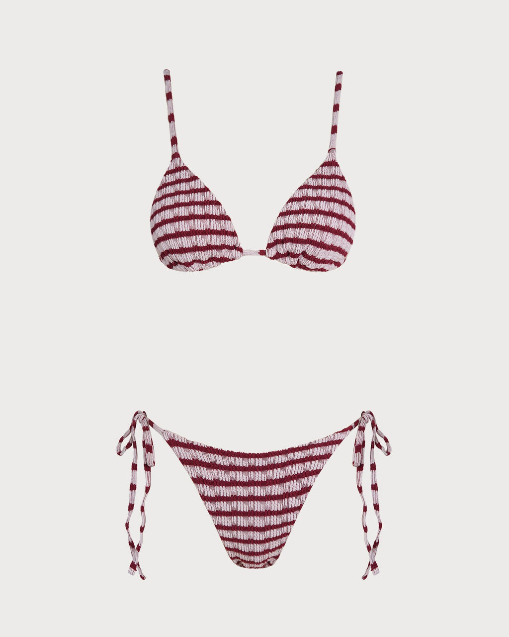 Red Striped Triangle Bikini Ensemble