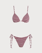 Red Striped Triangle Bikini Ensemble