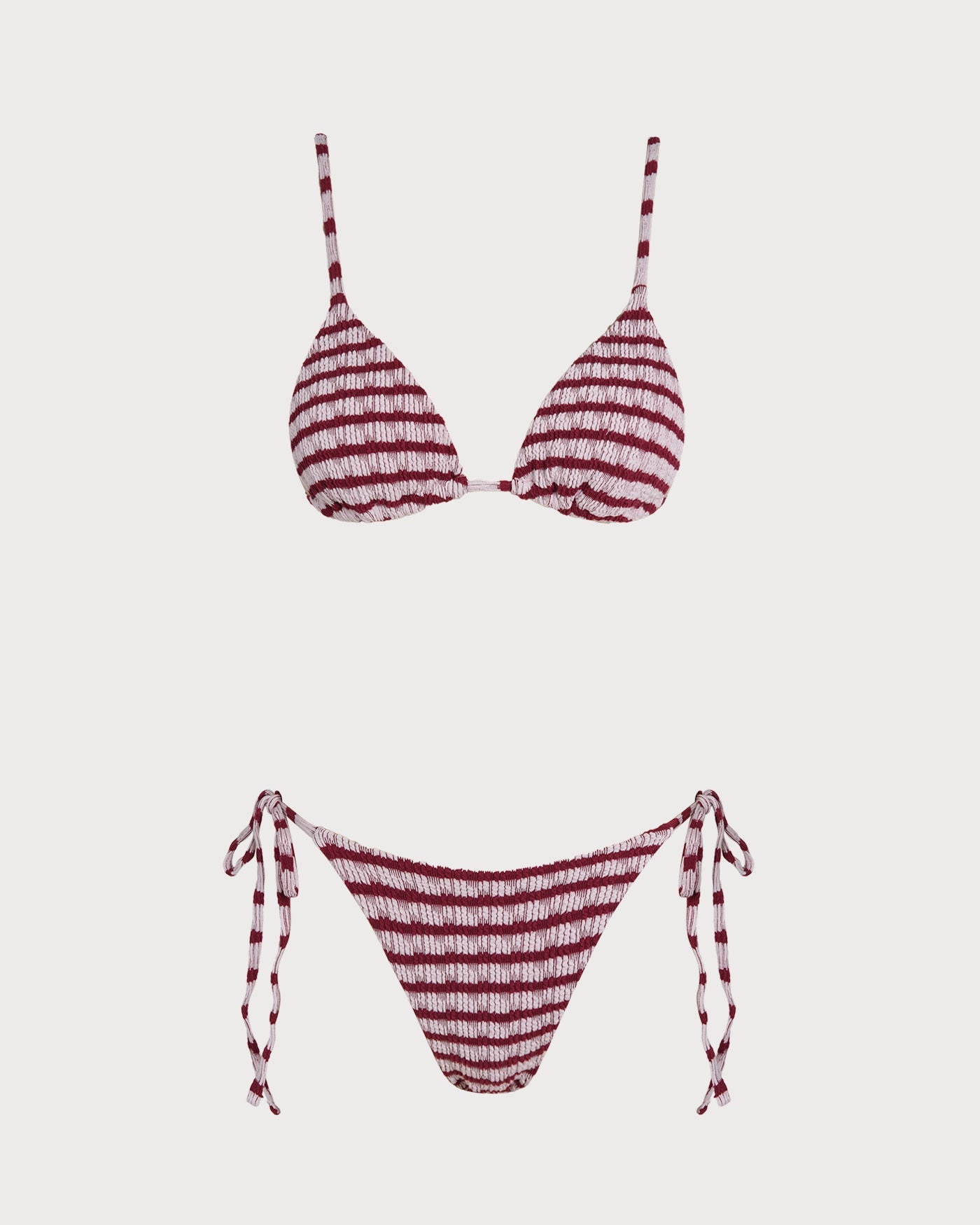 Red Striped Triangle Bikini Ensemble
