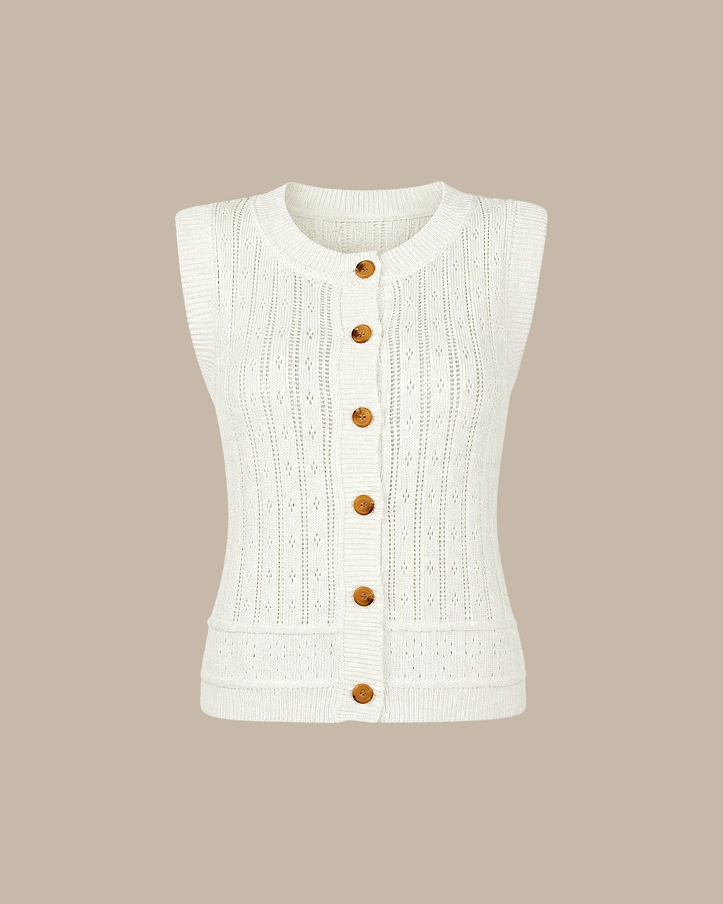 White Knit Cardigan with Single Breasted Design