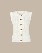 White Knit Cardigan with Single Breasted Design